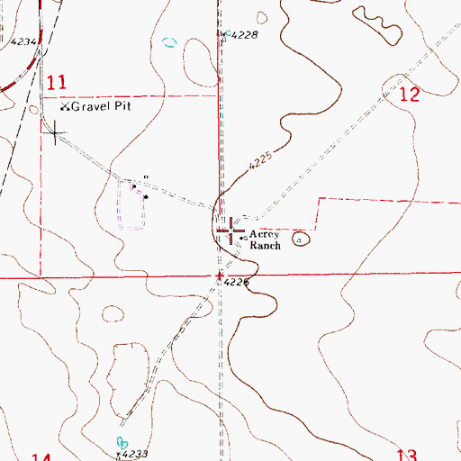 Topographic Map of Acrey Ranch, NM