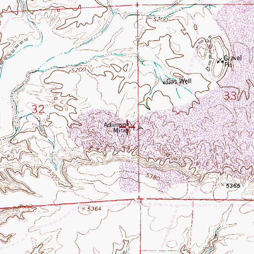 Topographic Map of Adamson Mines, NM
