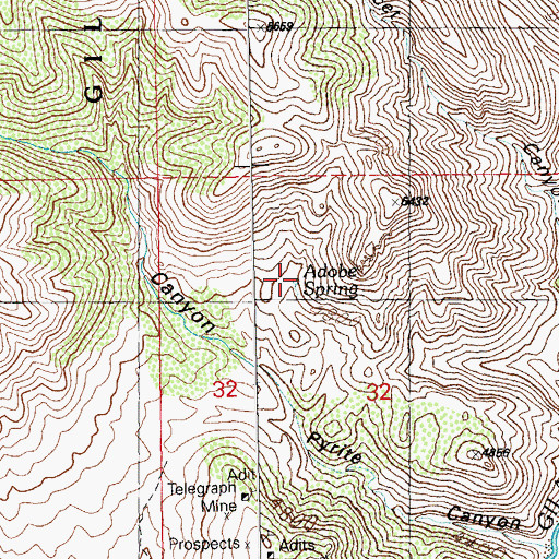 Topographic Map of Adobe Spring, NM