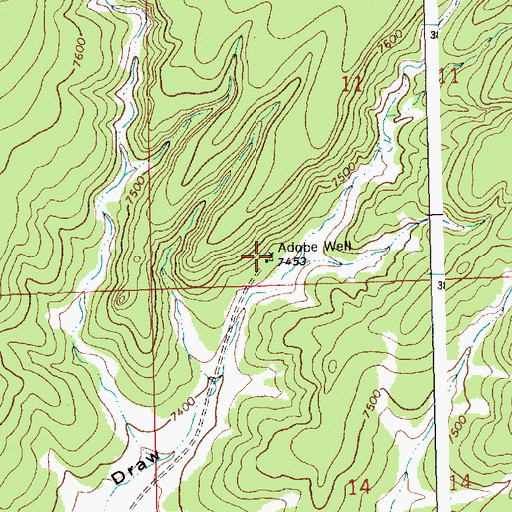 Topographic Map of Adobe Well, NM