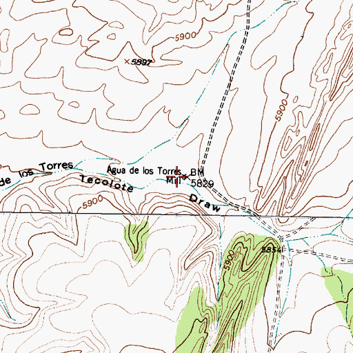 Topographic Map of Agua de los Torres Mill, NM