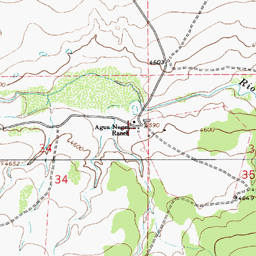 Topographic Map of Agua Negra Ranch, NM