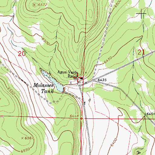 Topographic Map of Agua Verde Ranch, NM