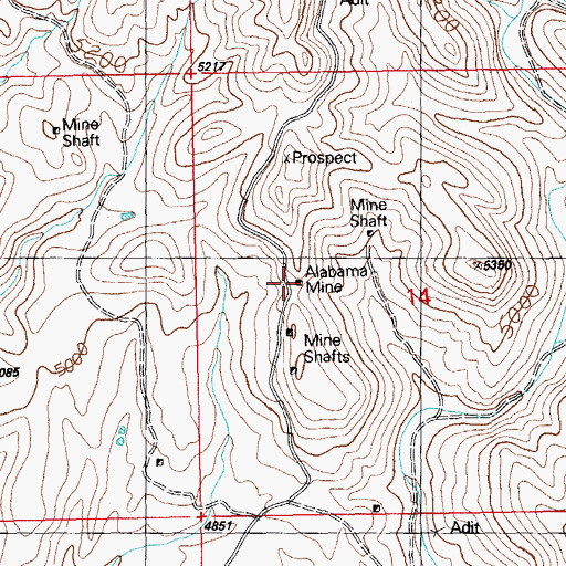 Topographic Map of Alabama Mine, NM
