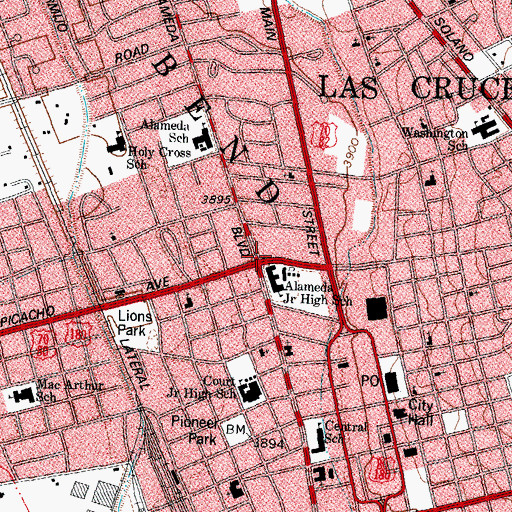 Topographic Map of Alameda Junior High School, NM