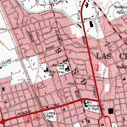 Topographic Map of Alameda School, NM