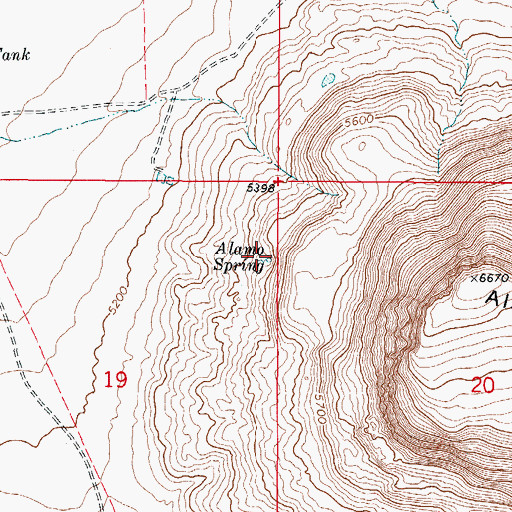 Topographic Map of Alamo Spring, NM