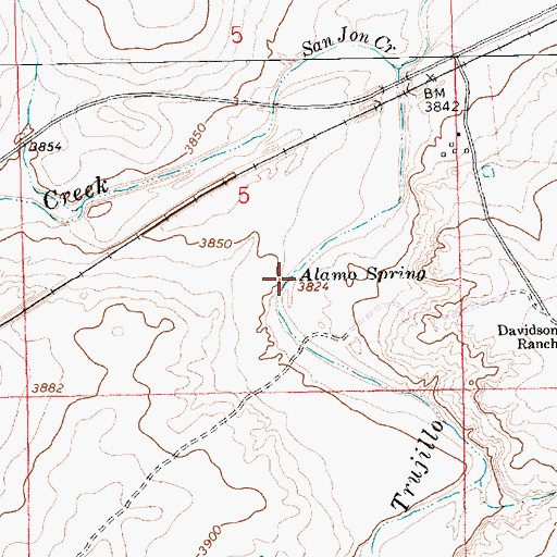Topographic Map of Alamo Spring, NM