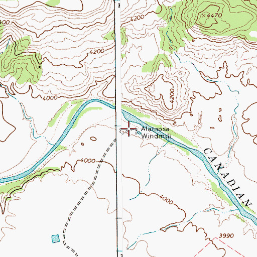 Topographic Map of Alamosa Windmill, NM