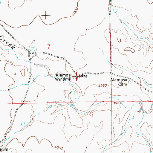 Topographic Map of Alamosa Windmill, NM