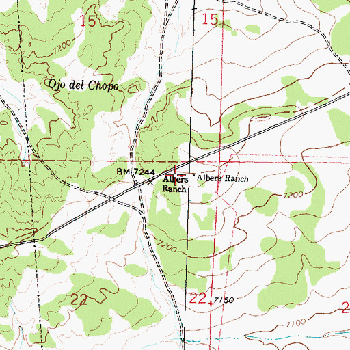 Topographic Map of Albers Ranch, NM