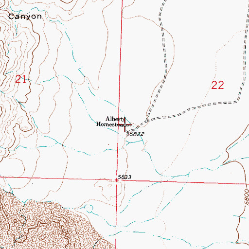 Topographic Map of Alberts Homestead, NM