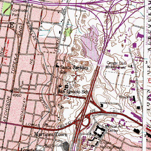 Topographic Map of Albuquerque High School, NM