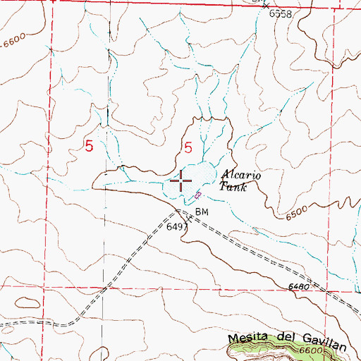 Topographic Map of Alcario Tank, NM