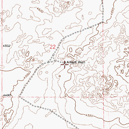 Topographic Map of Alford Well, NM
