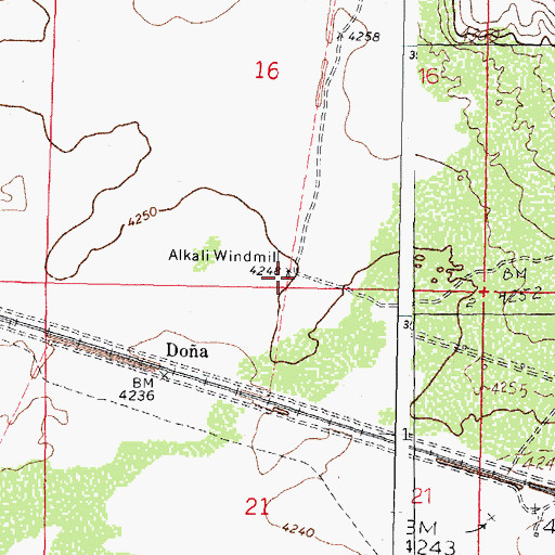 Topographic Map of Alkali Windmill, NM