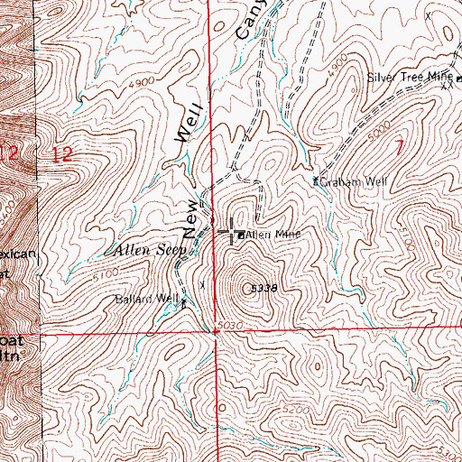 Topographic Map of Allen Mine, NM
