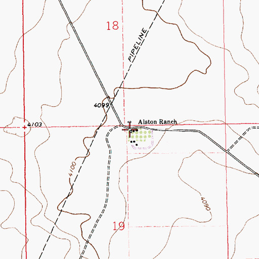 Topographic Map of Alston Ranch, NM