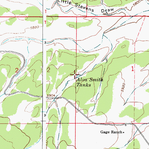Topographic Map of Alva Smith Tanks, NM