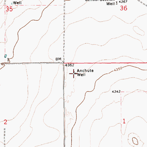 Topographic Map of Anchute Well, NM