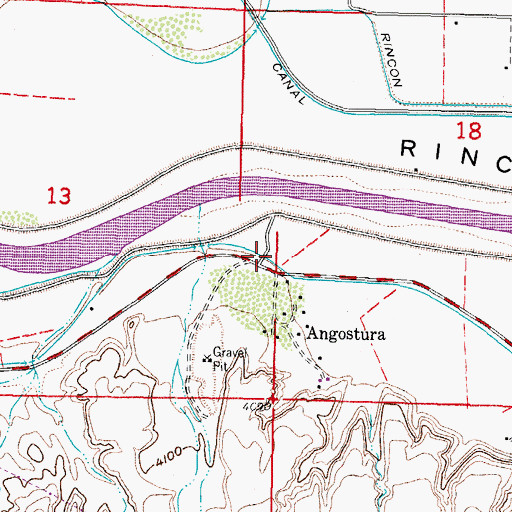 Topographic Map of Angostura Lateral, NM