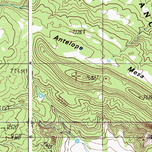 Topographic Map of Antelope Mesa, NM