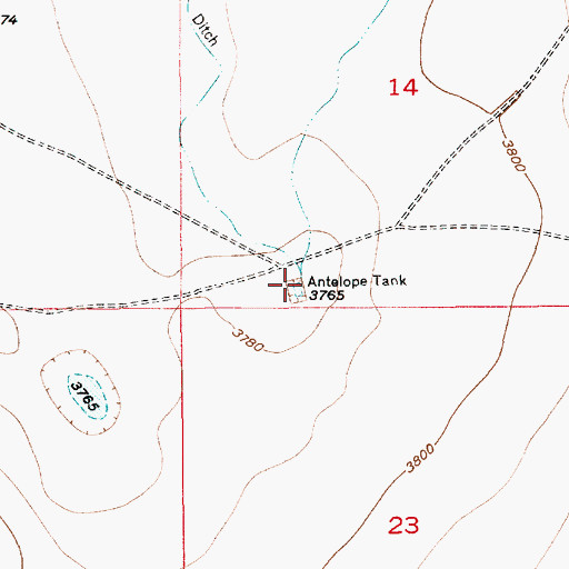 Topographic Map of Antelope Tank, NM