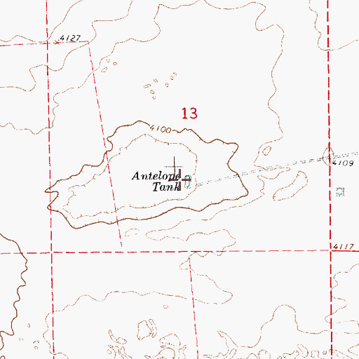 Topographic Map of Antelope Tank, NM