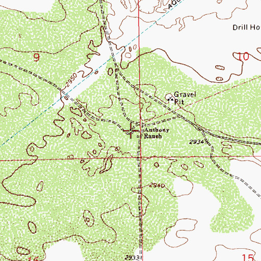 Topographic Map of Anthony Ranch, NM
