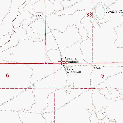 Topographic Map of Apache Windmill, NM