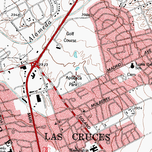 Topographic Map of Apodaca Park, NM
