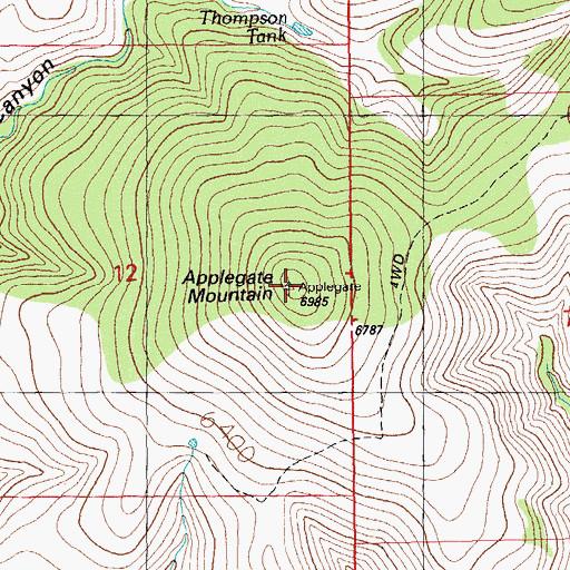 Topographic Map of Applegate Mountain, NM