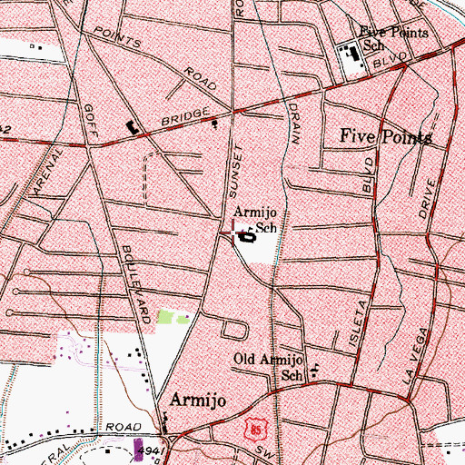 Topographic Map of Armijo Elementary School, NM