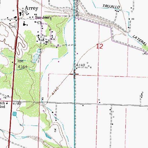 Topographic Map of Arrey Canal, NM
