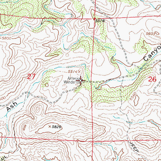 Topographic Map of Artesia Windmill, NM