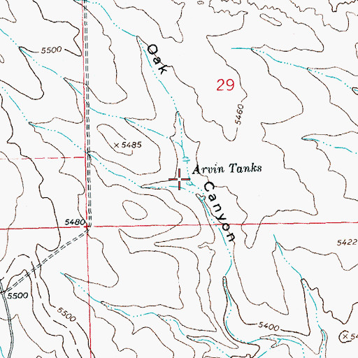 Topographic Map of Arvin Tanks, NM