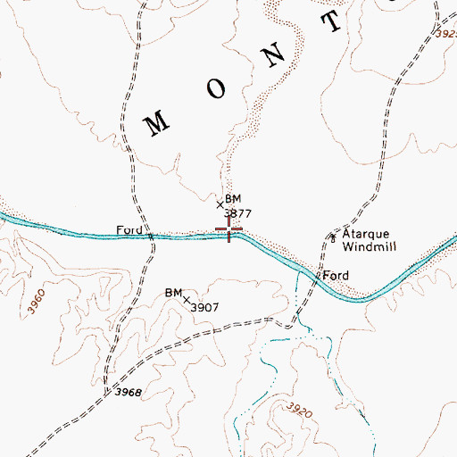 Topographic Map of Atarque Creek, NM