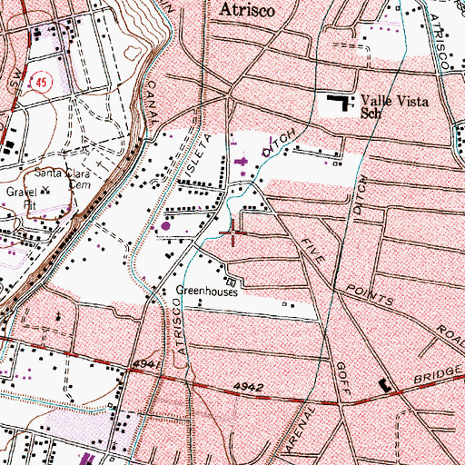 Topographic Map of Atrisco Ditch, NM