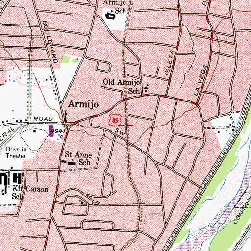 Topographic Map of Atrisco Drain, NM