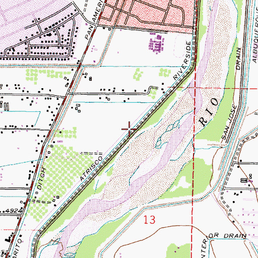 Topographic Map of Atrisco Riverside Drain, NM
