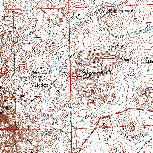 Topographic Map of Atwood Mine, NM