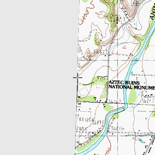 Topographic Map of Aztec Ruins National Monument, NM