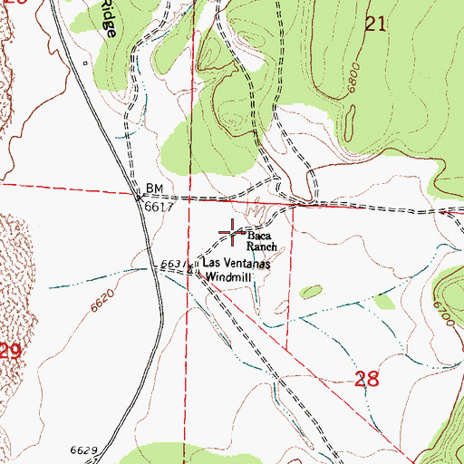 Topographic Map of Baca Ranch, NM