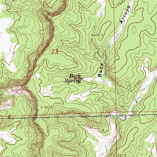 Topographic Map of Baca Spring, NM