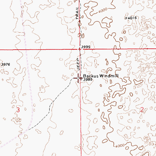 Topographic Map of Backus Windmill, NM
