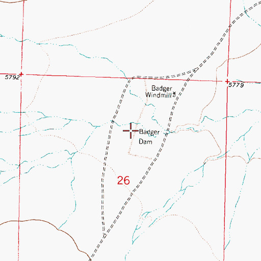 Topographic Map of Badger Dam, NM