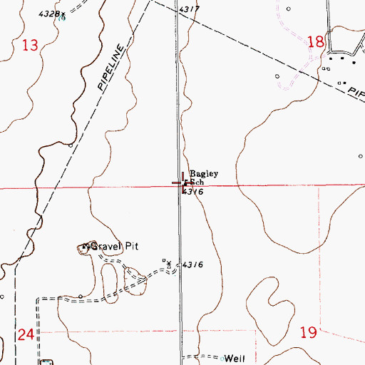 Topographic Map of Bagley School, NM