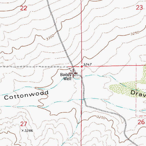 Topographic Map of Bailey Well, NM