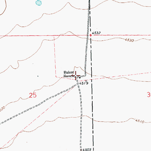 Topographic Map of Baker Ranch, NM