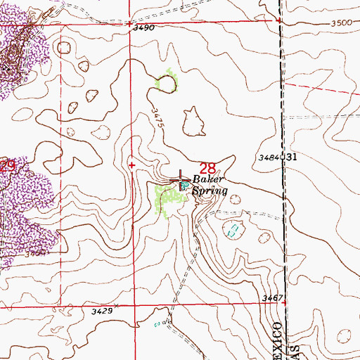 Topographic Map of Baker Spring, NM